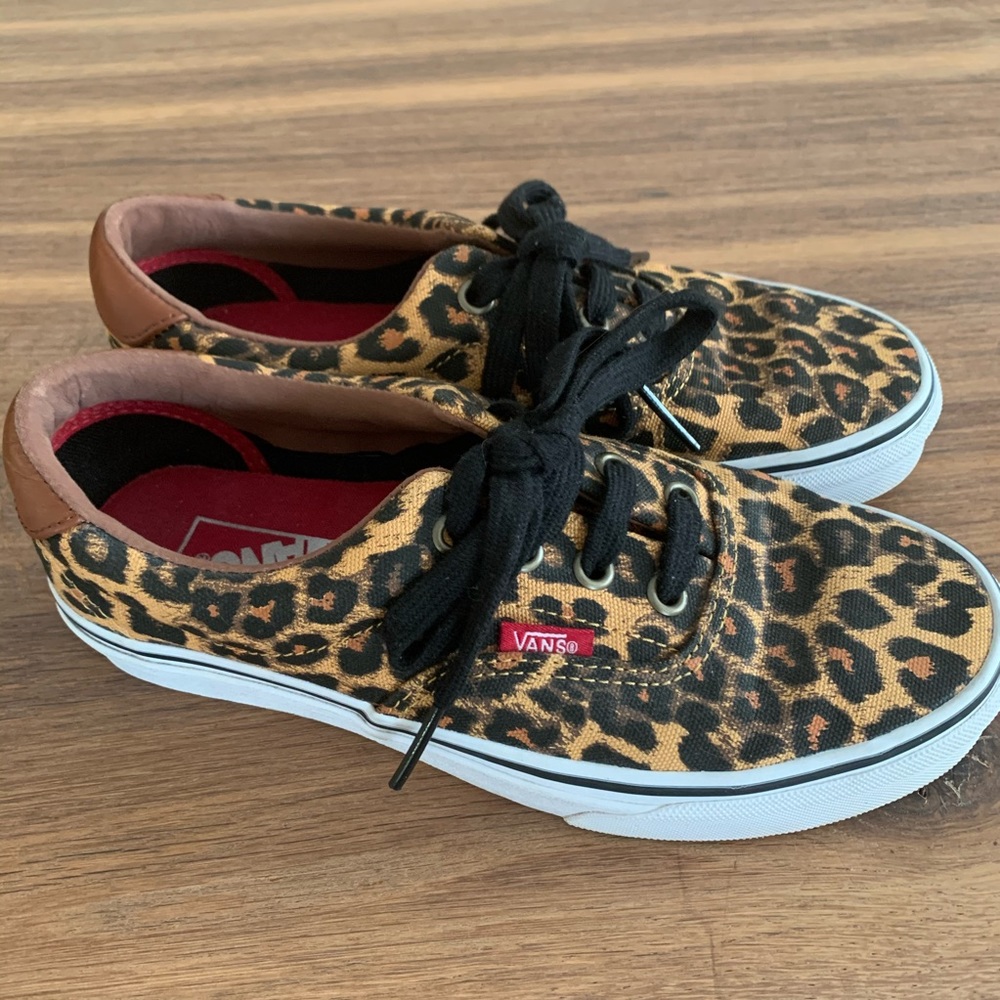 Vans Leopard Print Canvas Sneakers with Black Laces